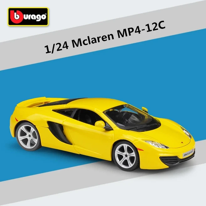 Bburago 1:24 맥라렌 MP4-12C 합금 스포츠카 모델 다이캐스트 장난감 레이싱 카 높은 컬렉션 선물, 01 Yellow