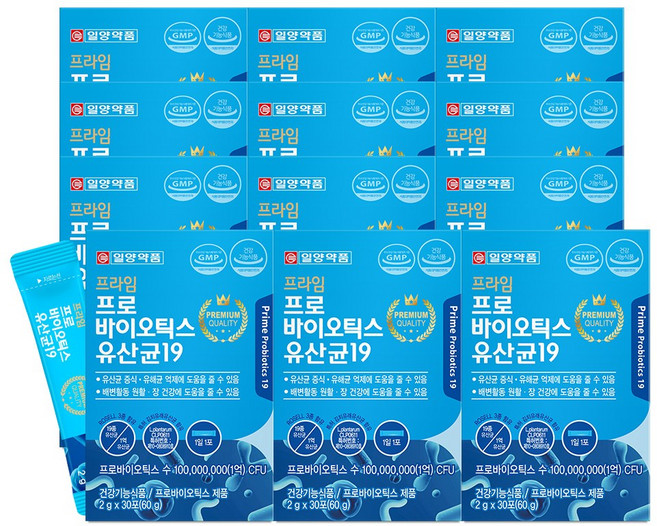 [일양약품] 프라임 프로바이오틱스 유산균 19 30포 12박스(12개월분) / 김치유산균 함유, 60g, 12박스