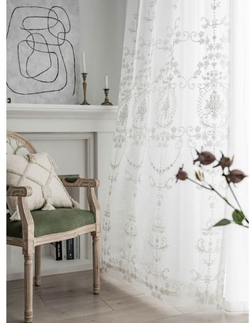 사라하우스 엔틱 자수 레이스 커튼 핀형