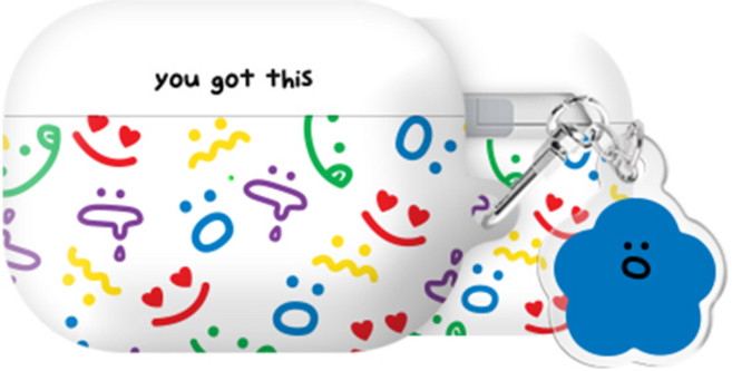 와글와글 컬러 패턴 에어팟프로/프로2 하드 케이스 +아크릴키링 세트, 블루, AirPods Pro(2세대), 1개