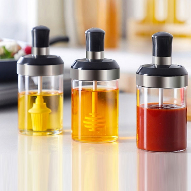 TDY 양념 소스 보틀 3style 쿠킹브러쉬 허니디퍼 스푼 포함, 250ml, 1개