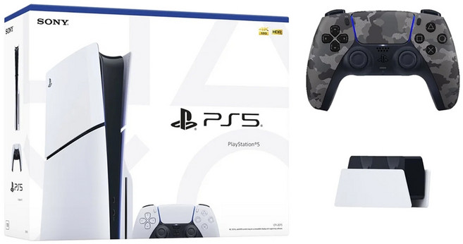 소니 플레이스테이션5 슬림 디스크 에디션 번들 카모 컨트롤러+충전스테이션 포함 (관부가세포함_미국정품)