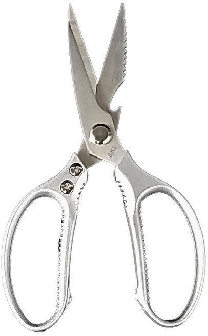 日製多功能SK5廚房剪刀 五代剪刀 鋁合金柄 雞骨剪 多用途, 1個, 輕便款-銀色, 銀色