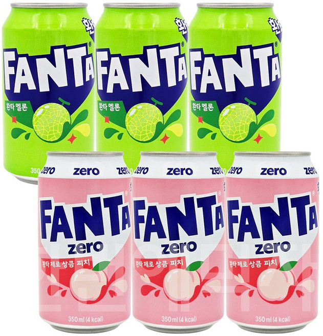 환타 제로 상큼피치 + 환타 멜론 + 믹스커피, 6개, 350ml