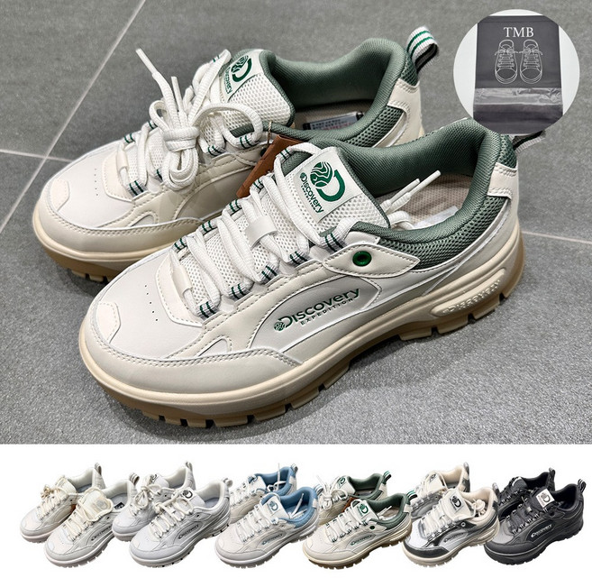 [백화점정품] 디스커버리 커플 발편한 키높이 운동화 스니커즈 데일리 슈즈 BR3135 DCS31+TMB파우치