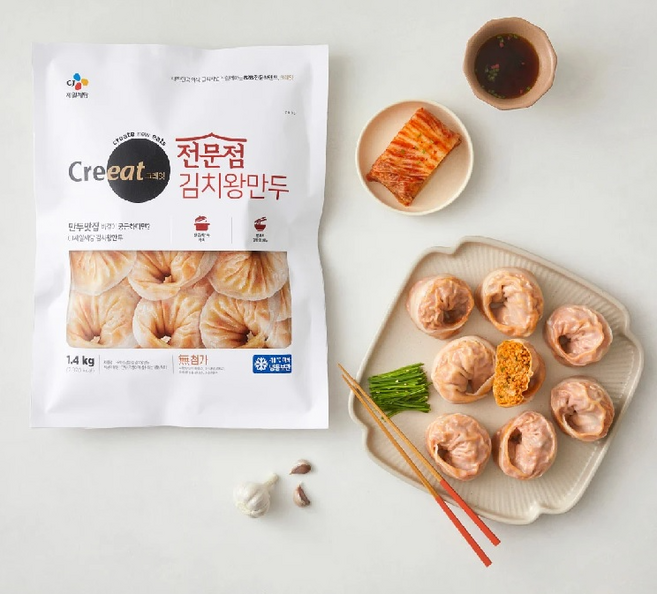 [냉동] CJ 크레잇 김치왕만두 1.4kg, 1개