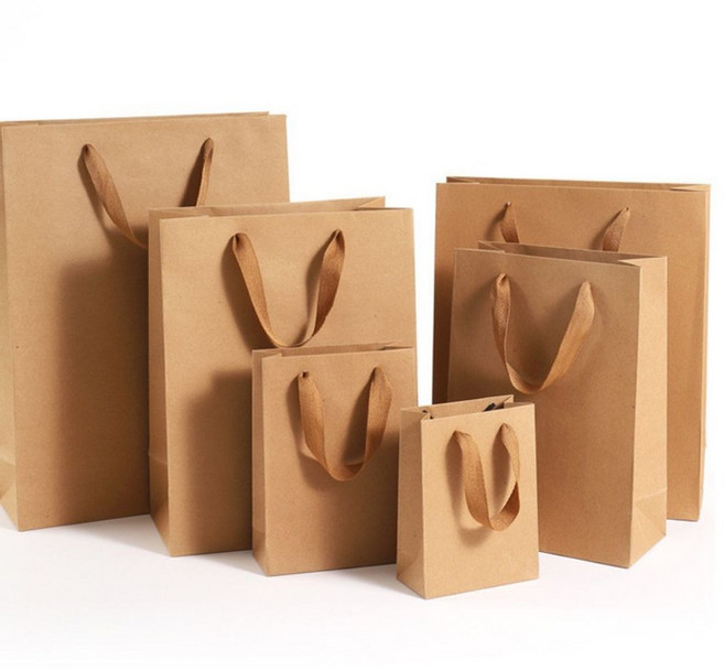 선물용 종이쇼핑백, 10개, 크라프트