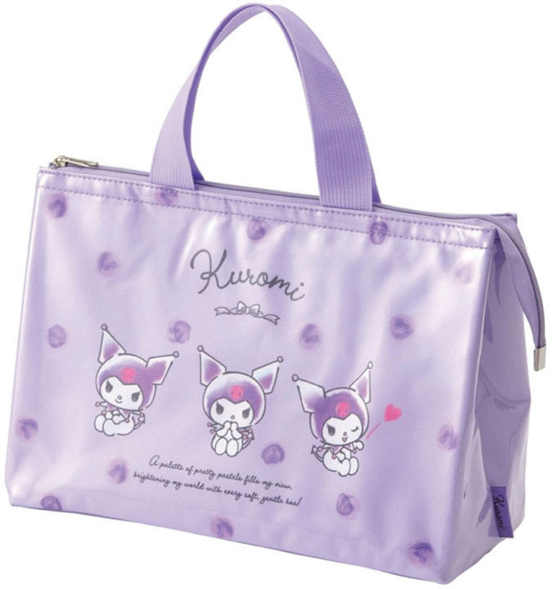 쿠로미 수채 코스메 비닐커버 보온보냉 런치백 퍼플, 1개
