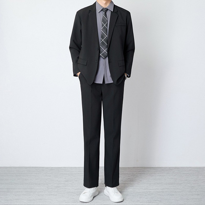 男士商務休閒西裝外套，春秋季高級感職業西裝套裝