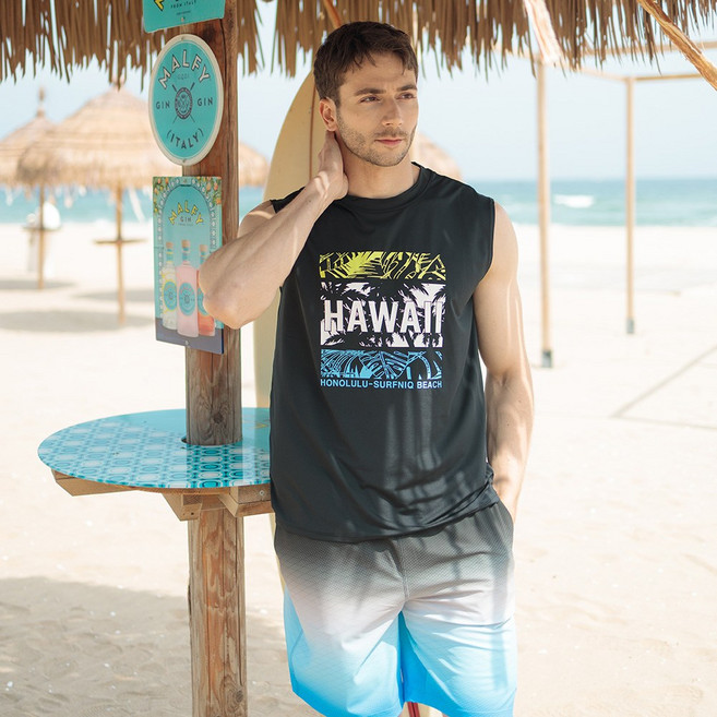 서프닉 남여공용 래쉬가드 하와이 민소매 티셔츠 YSBe5009