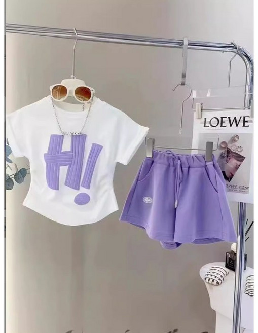 아이짱 여아 주니어 초등 하이 여름 반팔티셔츠+반바지 상하세트