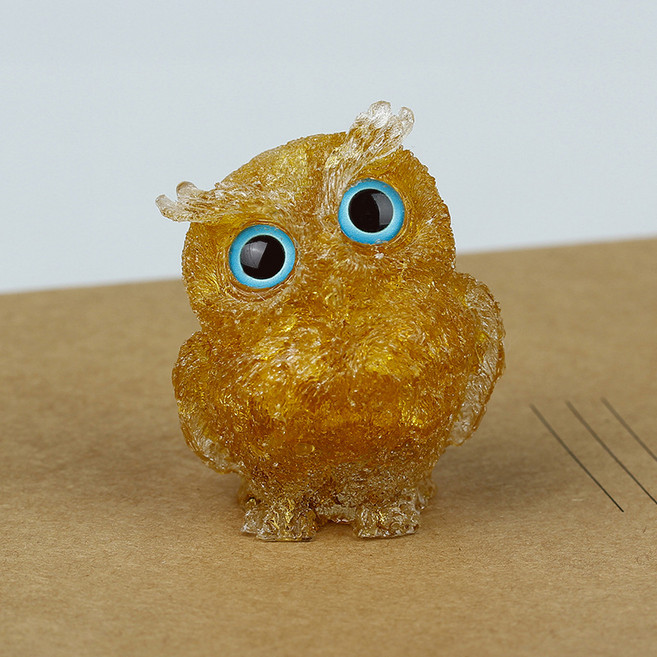 크리스털 부엉이 식탁 장식 금전운 세공품, 브라질리언 크리스털+금박