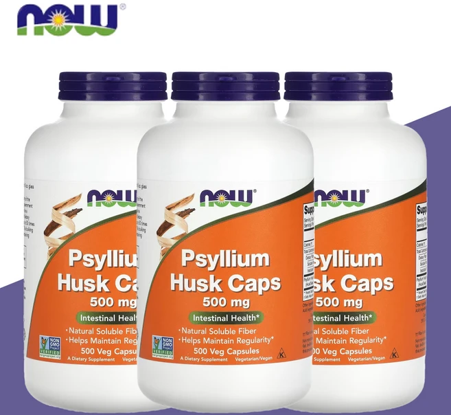 나우푸드 차전자피 실리엄 허스크 캡스 500mg 500베지캡슐 식이섬유 3개 - 쿠팡