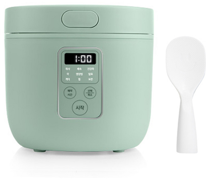 [1등급] 파스텔 디지털 미니밥솥+주걱포함 1~3인용 캠핑 혼밥 자취 마이콤 전기밥솥, 민트+주걱+계량컵