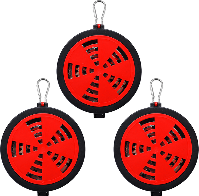 리브문 회전형 연기조절 모기향 케이스, 빨강, 3개