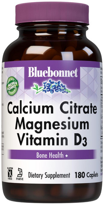 블루보넷 칼슘 시트레이트 마그네슘 비타민 D3 캐플렛, 180정, 1개