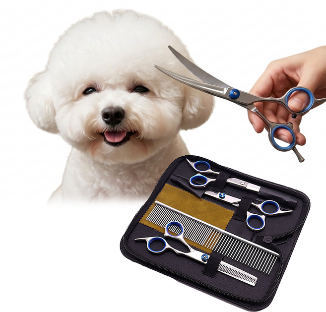 반려동물 안전 초급자용 가정용 애견 미용가위 세트, 1세트, 블루