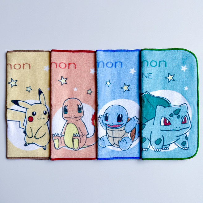 포켓몬 어린이집 유치원 수건 아동 미니타월 땀수건 4종세트 (피카츄 파이리 꼬부기 이상해씨), 1