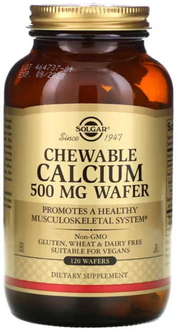 솔가 칼슘 500mg 120웨이퍼 미네랄 칼슘마그네슘 글루텐프리 탄산칼슘 실리카 어골칼슘, 1개