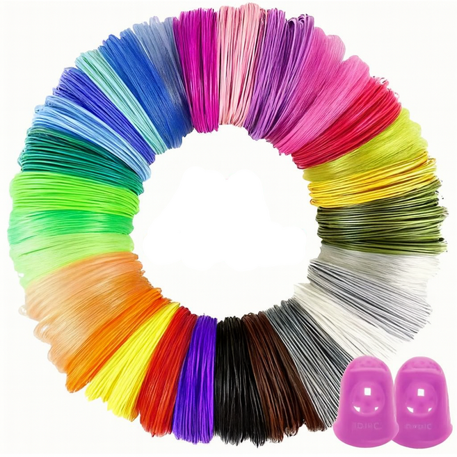 96 미터 32 색 3D 펜 소모품 PLA 실크 실 덧붙이다 2 개의 손가락 슬리브, 32색x5m，160m, PCL 1.75mm