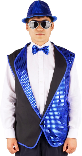 파티짱 스팽글 조끼 (블루) 반짝이조끼 무대의상