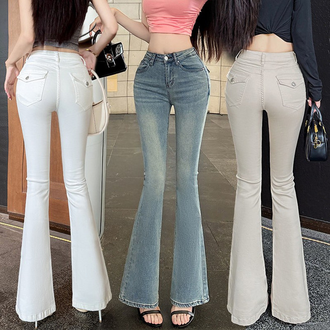 (골반패드) 스넌 백포켓 하이웨스트 롱 밑단 굴림 워싱 부츠컷 청바지 긴바지 옌느 (3COLOR) 9056