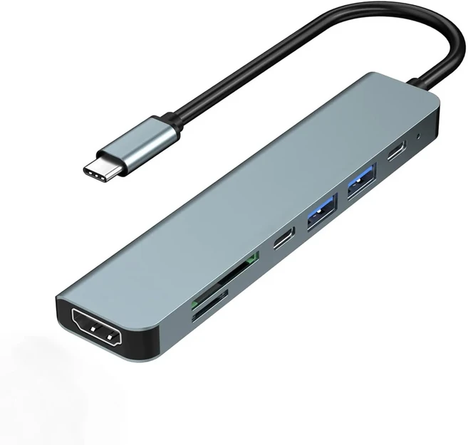 USB 8 in 1 타입 C 4K HDTV 허브 어댑터 (SD TF RJ45 카드 리더 PD 고속 충전 기능 포함) 맥북 노트북 컴퓨, 07 7 in 1