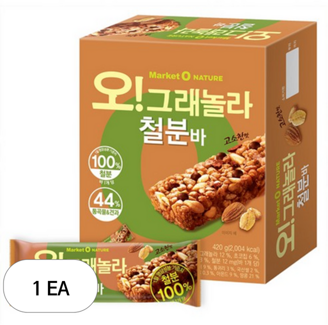 마켓오네이처 오 그래놀라 철분바 12p, 420g, 1개