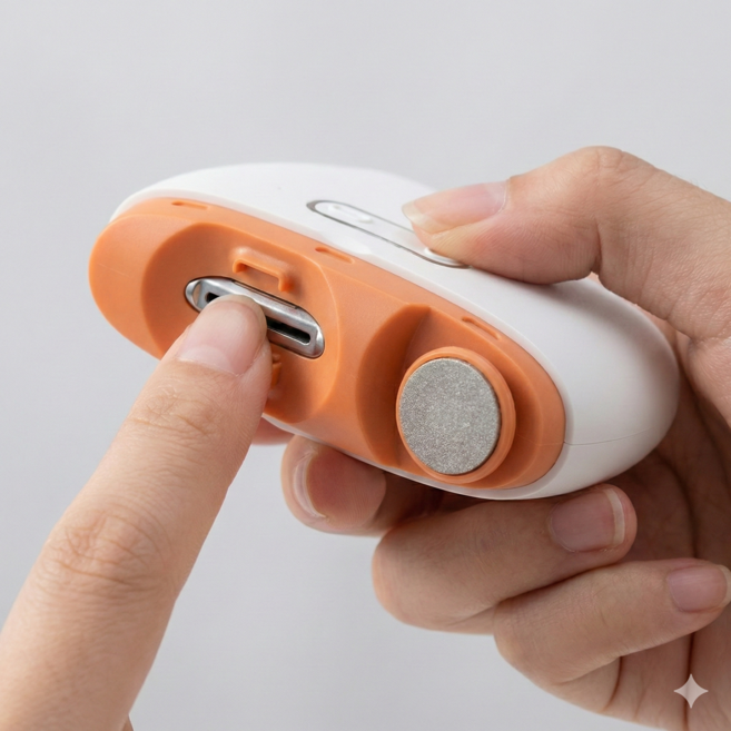 홈앤니즈 자동 전동 손톱깎이 네일 정리 세트, 1개, 화이트