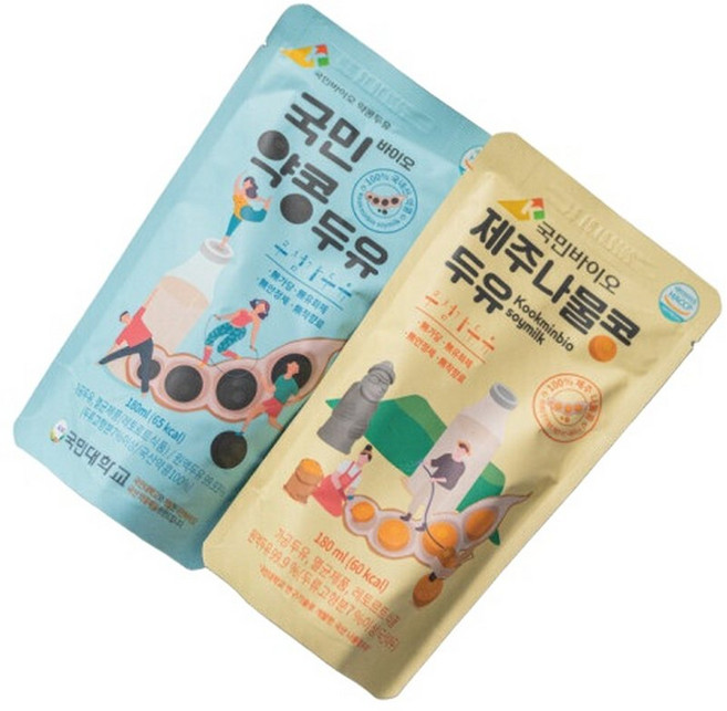 국민바이오 약콩두유180ml 20팩+제주나물콩두유180ml 20팩 (총40팩) 무가당 국산 원액두유, 180ml