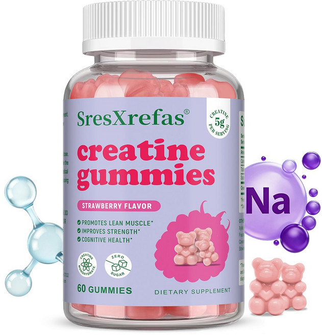 무설탕 크레아틴 젤리 5g 근육 성장 촉진 파워 강화 인지 건강 개선 딸기맛, 1개, 60회분