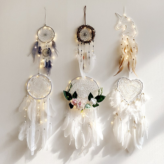 나스카피 감성 캠핑 차박 LED 드림캐쳐, 하트