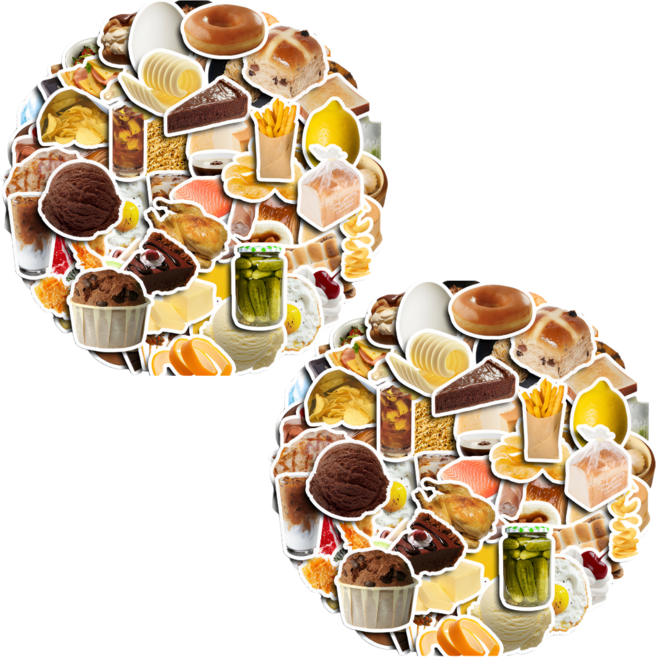 라온스티커 75매입 푸드 방수스티커 세트, 2세트, 혼합(S21132)75P