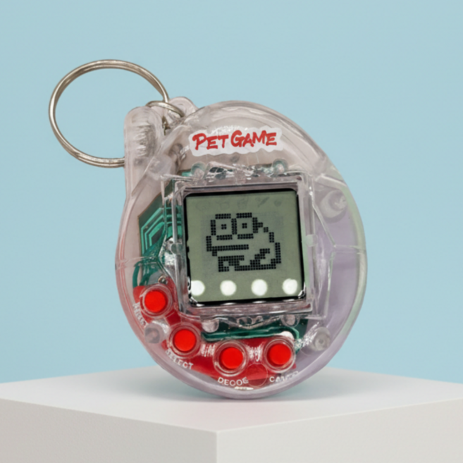투명 레트로 휴대용 미니 게임기 168종 동물 펫 키우기 Y2K 감성 키링 전자 오락기, 1개