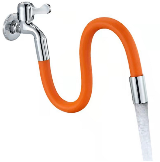 자유조절 연장 회전 와이어 수도꼭지 50cm 연결 호스 오렌지, 2개