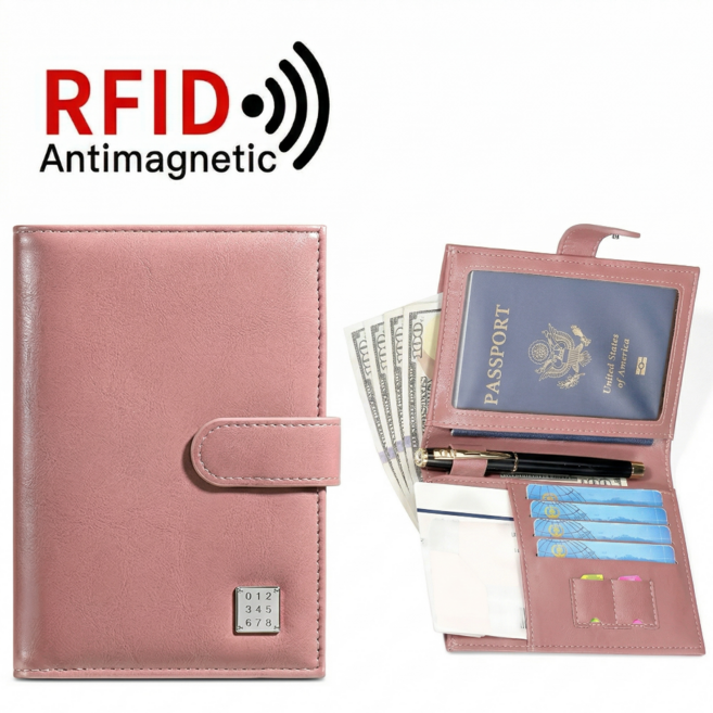 브노아 프리미엄 해킹방지 가죽 여권지갑