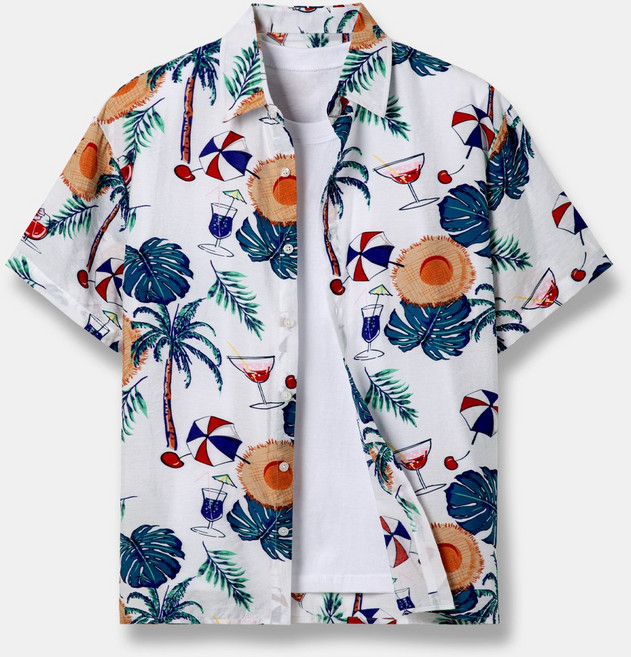 모니즈 M(95)~4XL(130) 빅사이즈 에메랄드 바캉스 하와이안 반팔 셔츠 남방 SHT406