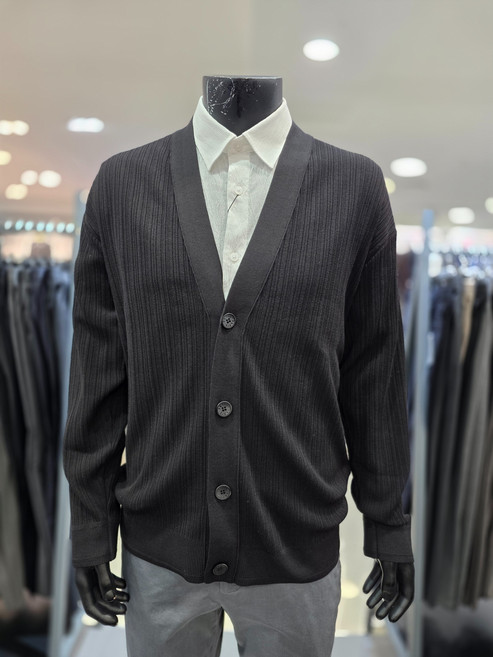 레노마 옴므 S/S 간절기 블랙 골지 브이넥 가디건 PEMKT10 _BP_BP