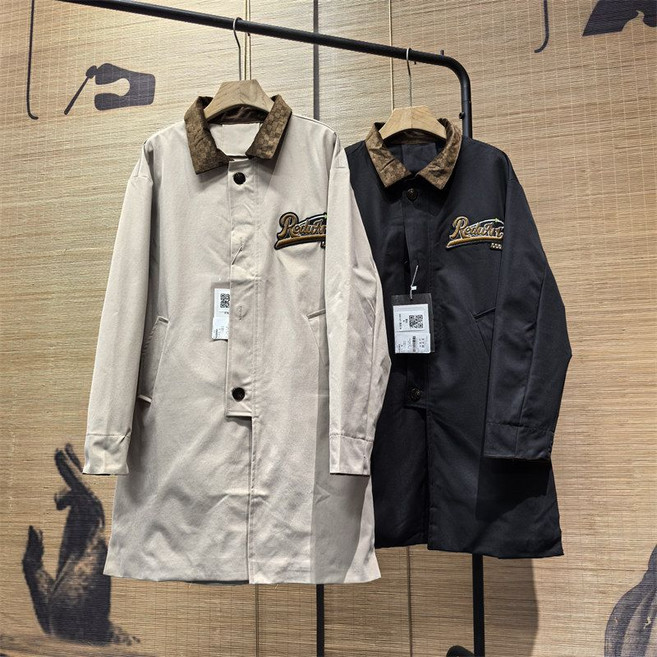 Tagi 남성 자수 트렌치코트 빅사이즈 바람막이 카라 오버핏 코트 점퍼 자켓 주니어 롱 아우터