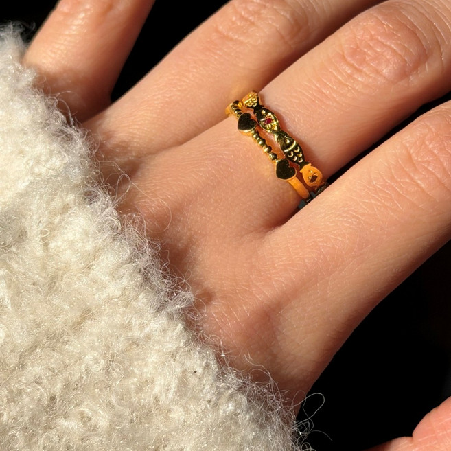 24k 순금 반돈 물고기 행운 자녀 애끼 반지 선물