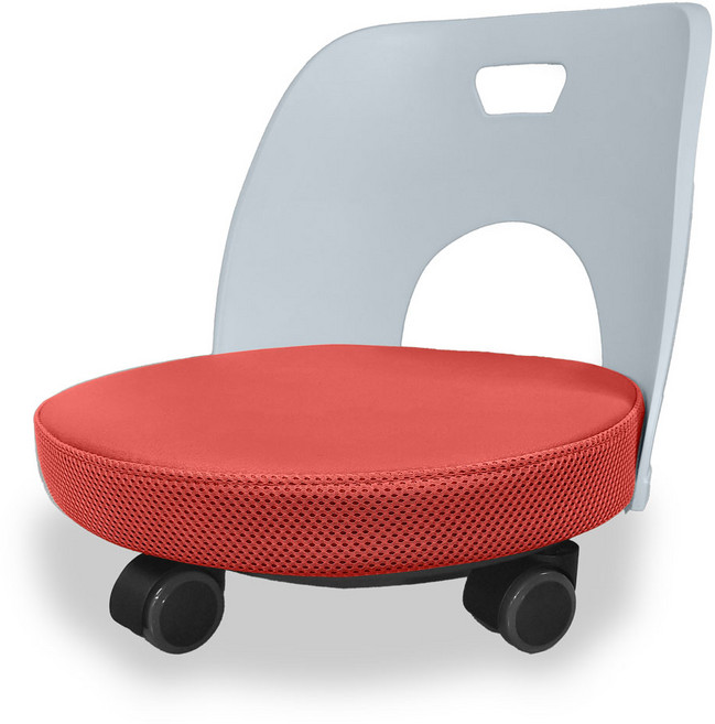 시니프 무빙 클래식 쿠션 등받이 청소용 좌식 바퀴의자, 레드(화이트바디)