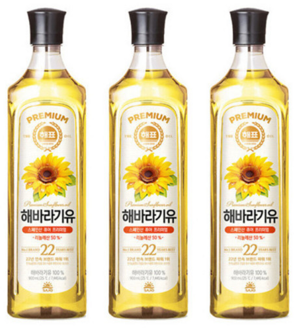 사조해표 해바라기유, 2개, 900ml