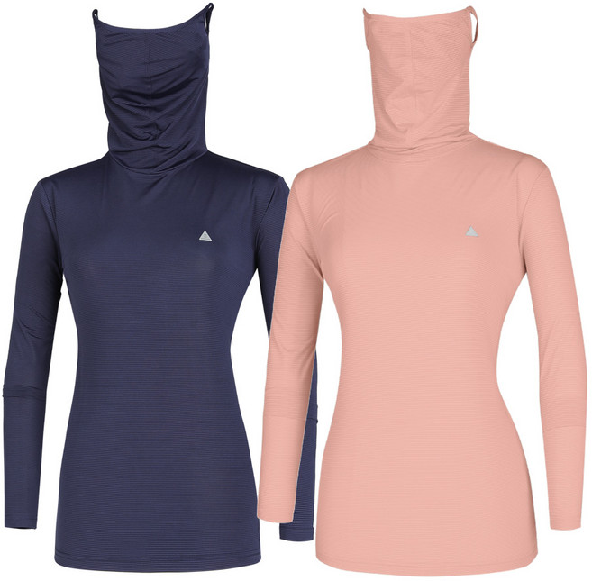 [이지바이] (1+1) 여성 냉감 마스크넥 긴팔 티셔츠_햇빛 올커버 가능한 쿨 스포츠 이너 티셔츠 추천!