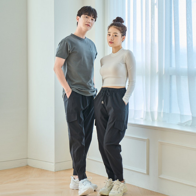 씨엘스토리 남여공용 릴렉스 인견 카고 조거팬츠