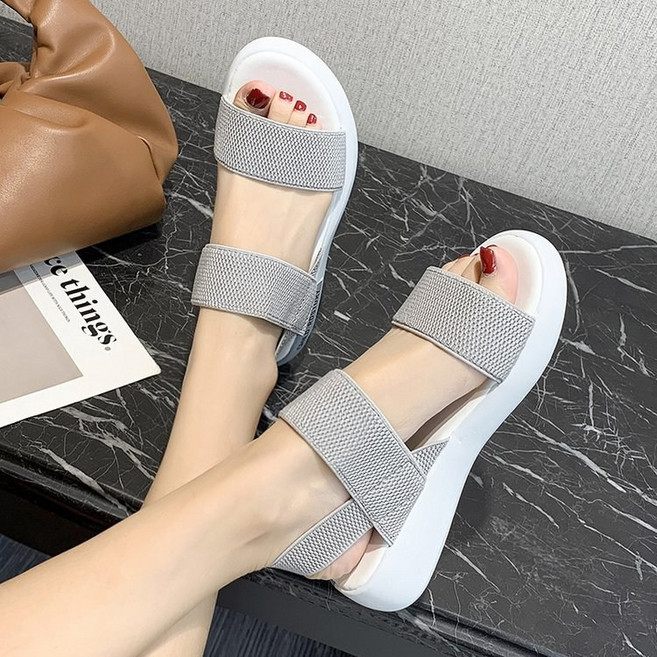 CHILD·RDSTORY 鬆緊帶涼鞋 後跟鬆緊羅馬涼鞋, 灰,35