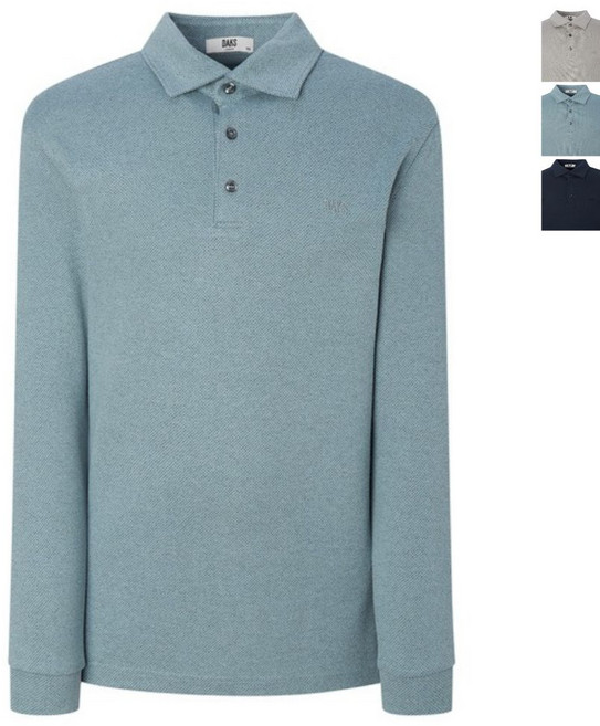 닥스 맨 로고 자수 면 혼방 긴팔 카라 티셔츠 남성 의류 오버핏 긴팔티