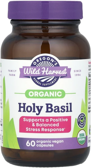 Oregon's Wild Harvest 유기농 홀리 바질 800mg 베지 캡슐 60정(캡슐 1정당 400mg), OregonsWildHarvest유기농홀리바질800mg, 1개, 60정 - 쿠팡