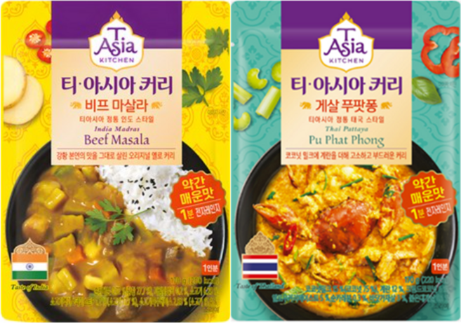 티아시아키친 커리 6팩, 비프 마살라 커리 170gx2, 비프 마살라 커리 170gx2, 게살 푸팟퐁 커리 170gx2, 170g