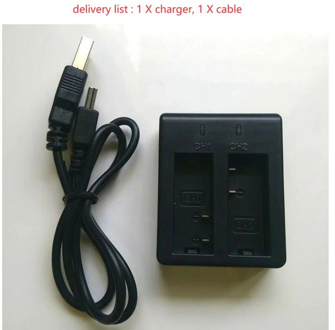 SJCAM 액세서리 350 050mAh 듀얼 충전기 리튬 이온 배터리 SJ4000 공기 SJ5000X C30R EKEN H9R H8 액션 카메라, 02 Cable and charger B