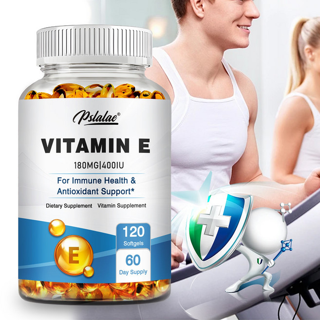 비타민 E 400 IU 캡슐 - 피부 건강 증진 면역력 및 항산화 작용 지원, 1개, 60정